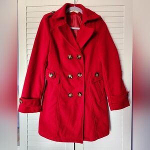 Women's Red Double-Breasted Coat